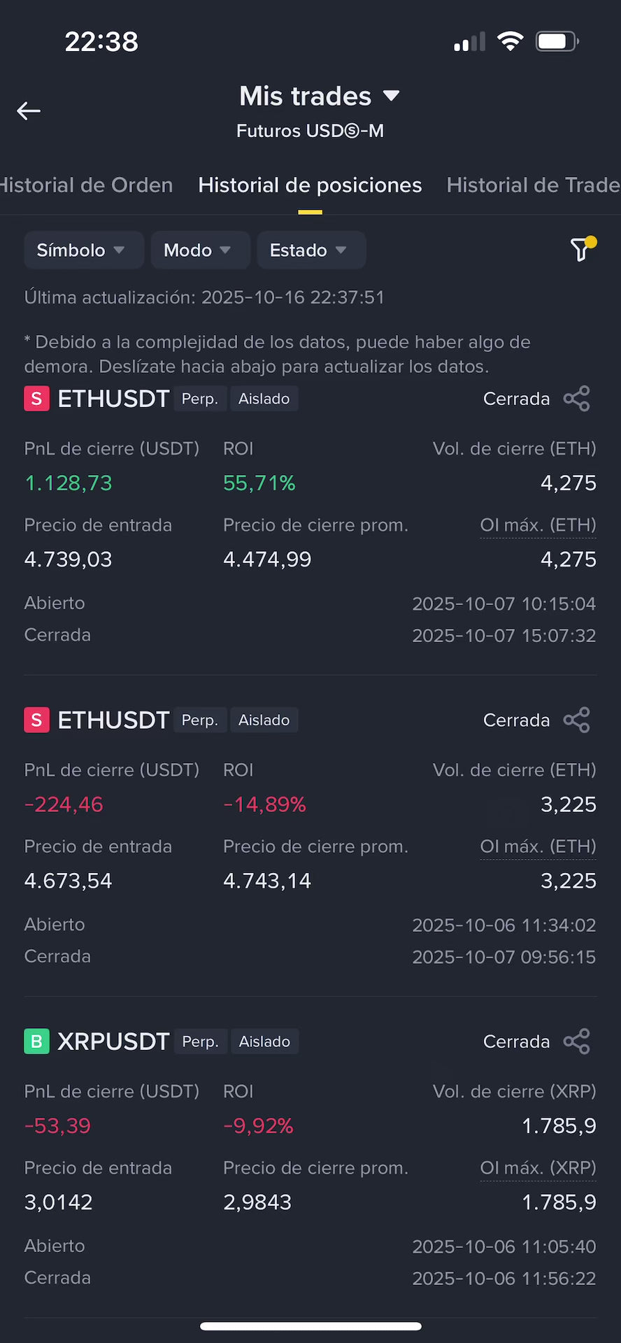 Cargar video: historial de operaciones reales